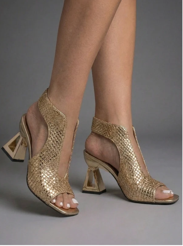 Alessia | Noir Sculpt Slingback Heels