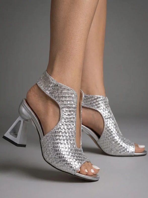 Alessia | Noir Sculpt Slingback Heels