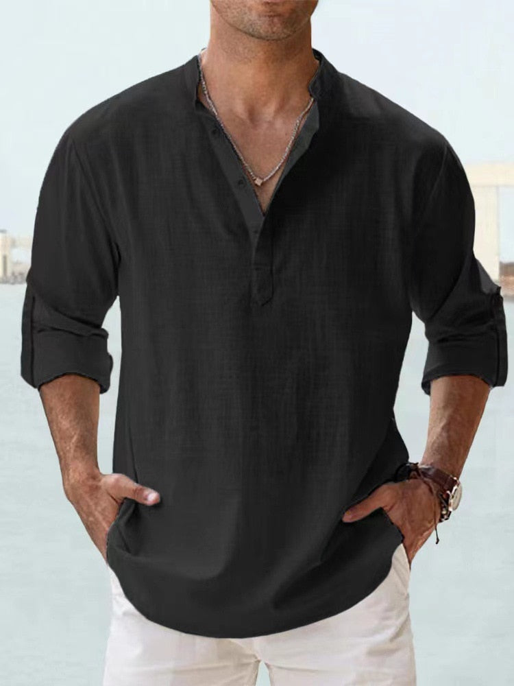 Adrian | Coastal Linen Popover Shirt