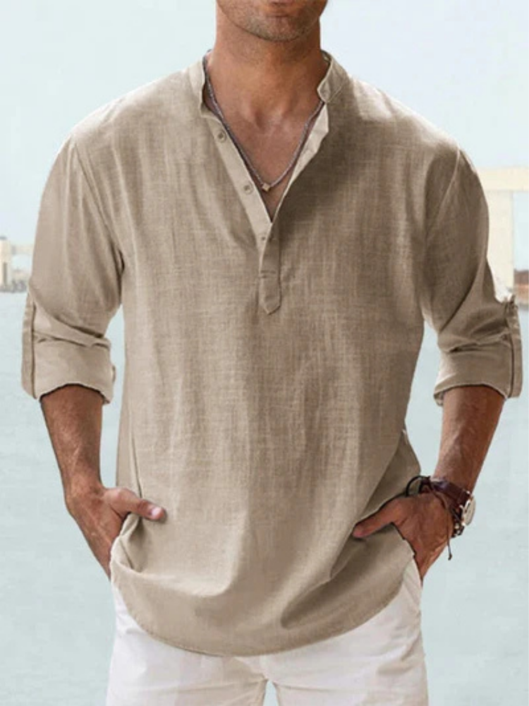 Adrian | Coastal Linen Popover Shirt