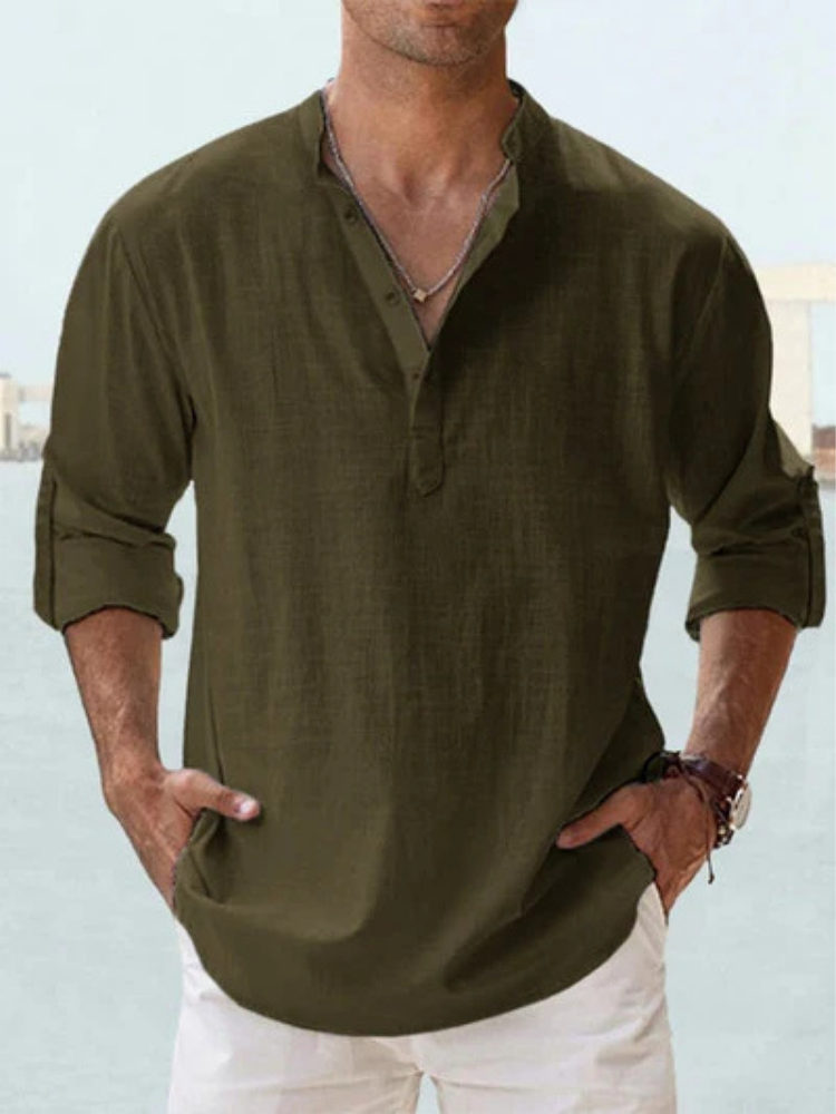 Adrian | Coastal Linen Popover Shirt