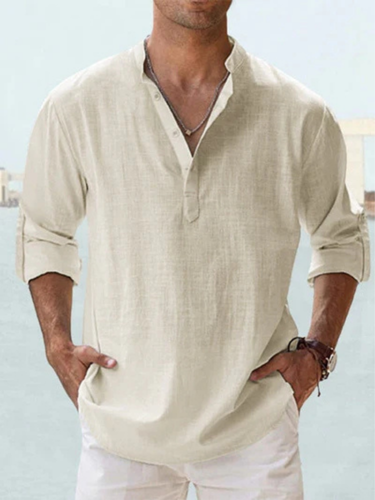 Adrian | Coastal Linen Popover Shirt