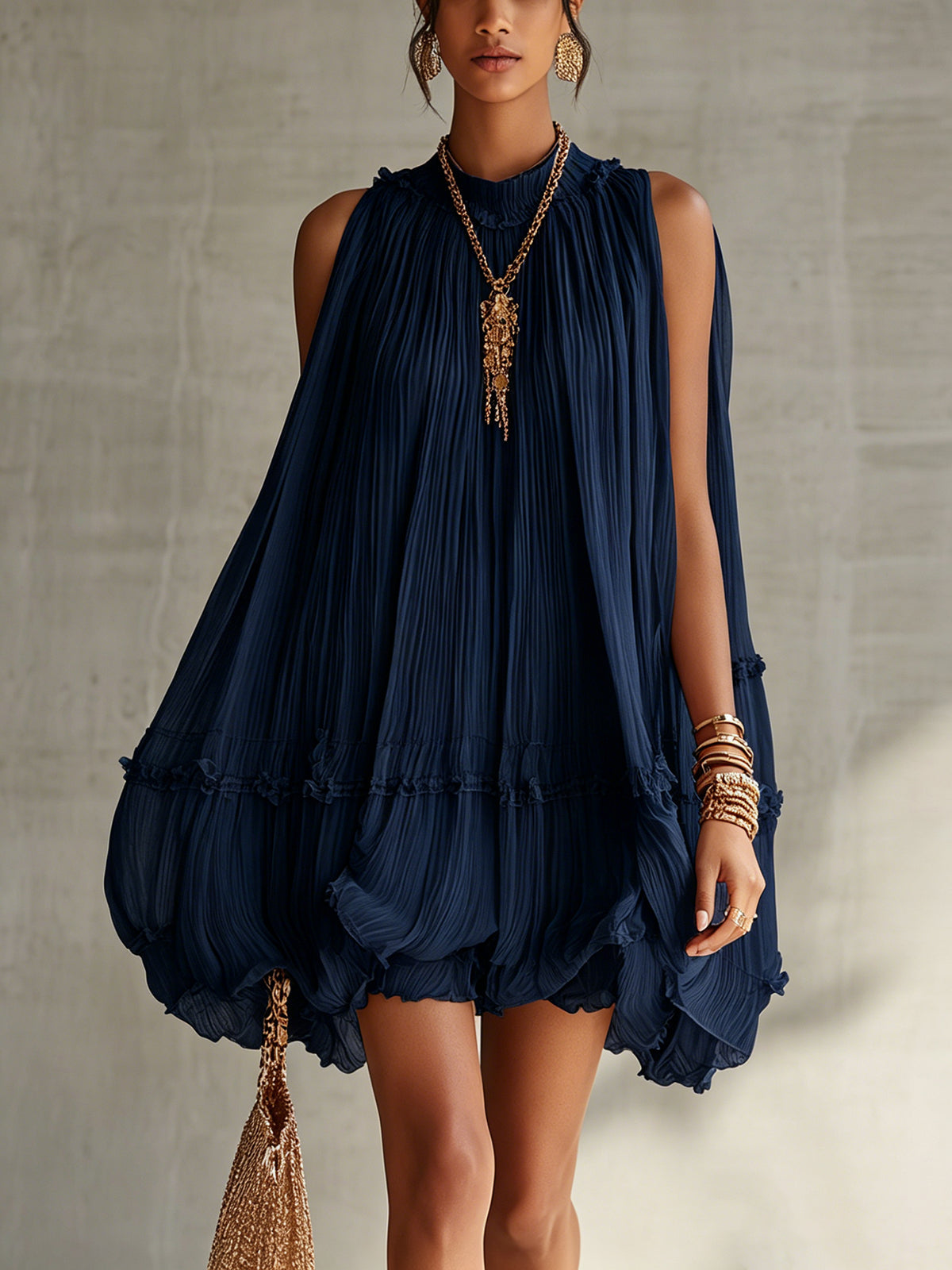 Celine | Pleated Resort Mini Dress